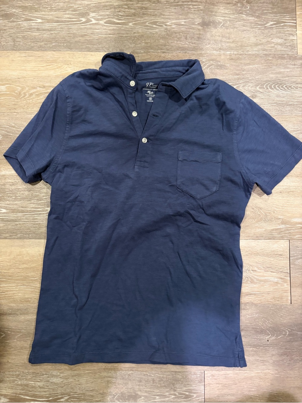 J. Crew Navy Short-Sleeve Polo with Chest Pocket